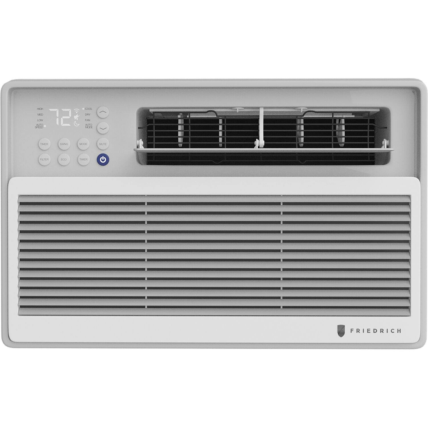 The text on the image reads: "FRIEDRICH COOL 11 N0 12 ND S10 - T88 AN MIE ME AIn Dn." This text is likely a description or model number for the white air conditioner unit.