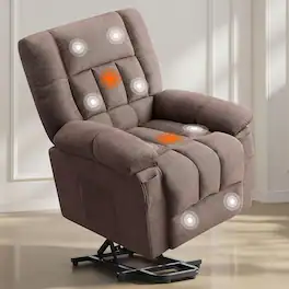 AOITUN - Plush Power Lift Recliner Chair for Seniors, Fabric Massage Lift Sofa with Remote, Living Room Furniture - Brown