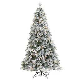 BreeBe - 5' Flocked Vermont Pine Christmas Tree with 150 LED 630 Tips - White