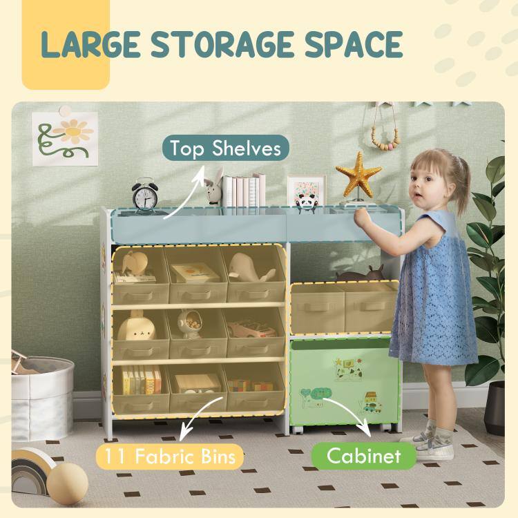LARGE STORAGE SPACE

Top Shelves

11 Fabric Bins

Cabinet