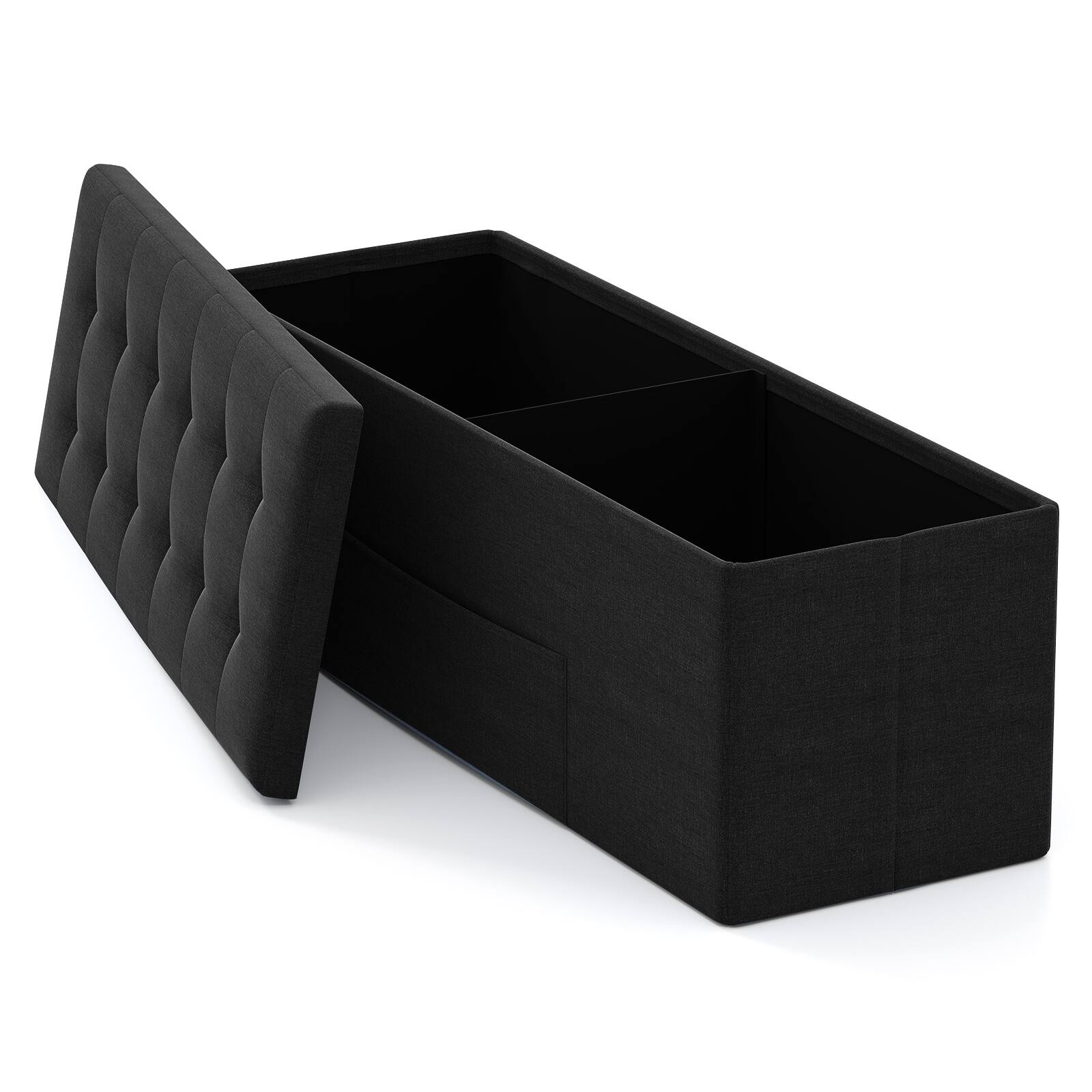 Alt View 8. Costway - Costway 43" Folding Storage Ottoman Bench, Linen End of Bed Bench with Padded Seat, Pocket - Black.