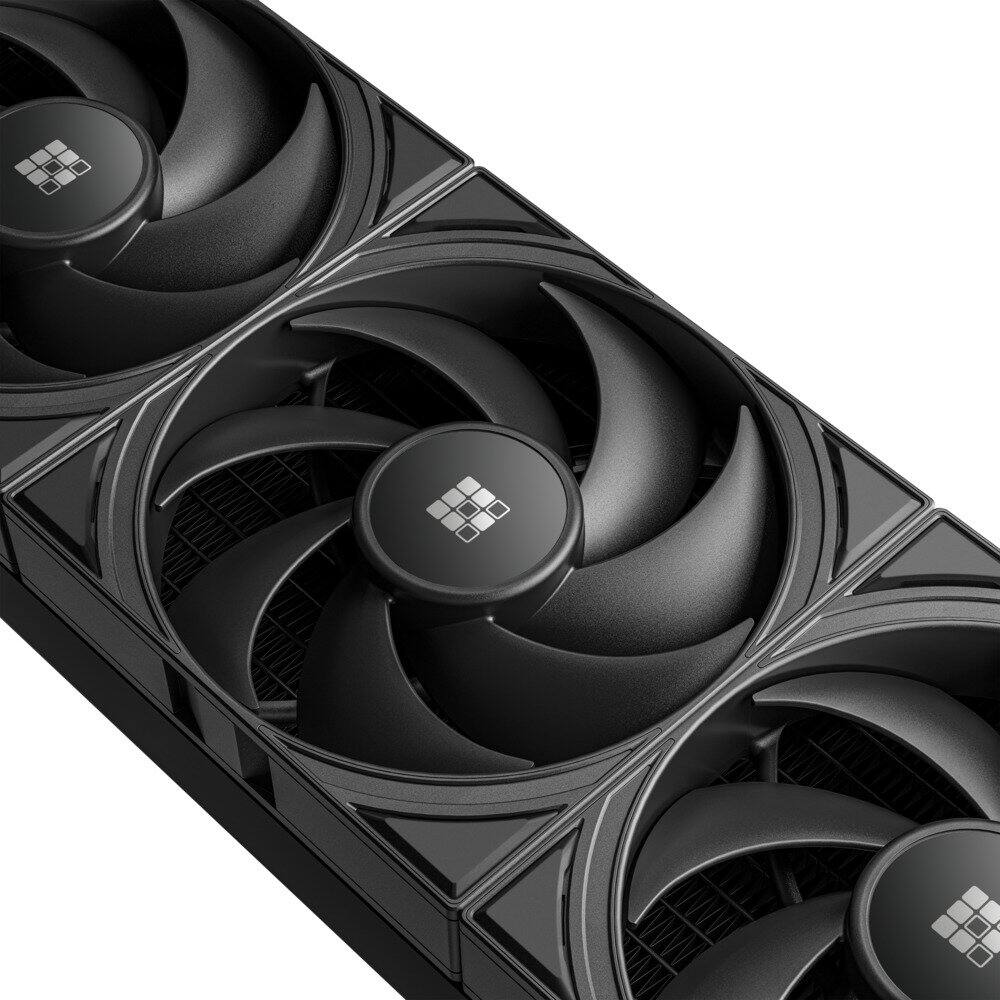 Angle. Sudokoo - NEXAURA 360 Liquid Cooler, 360mm, PWM Pump, 2500-3600RPM, Diamond Glow ARGB Pump Head, Fluid Dynamic Bearing Fans - Black.