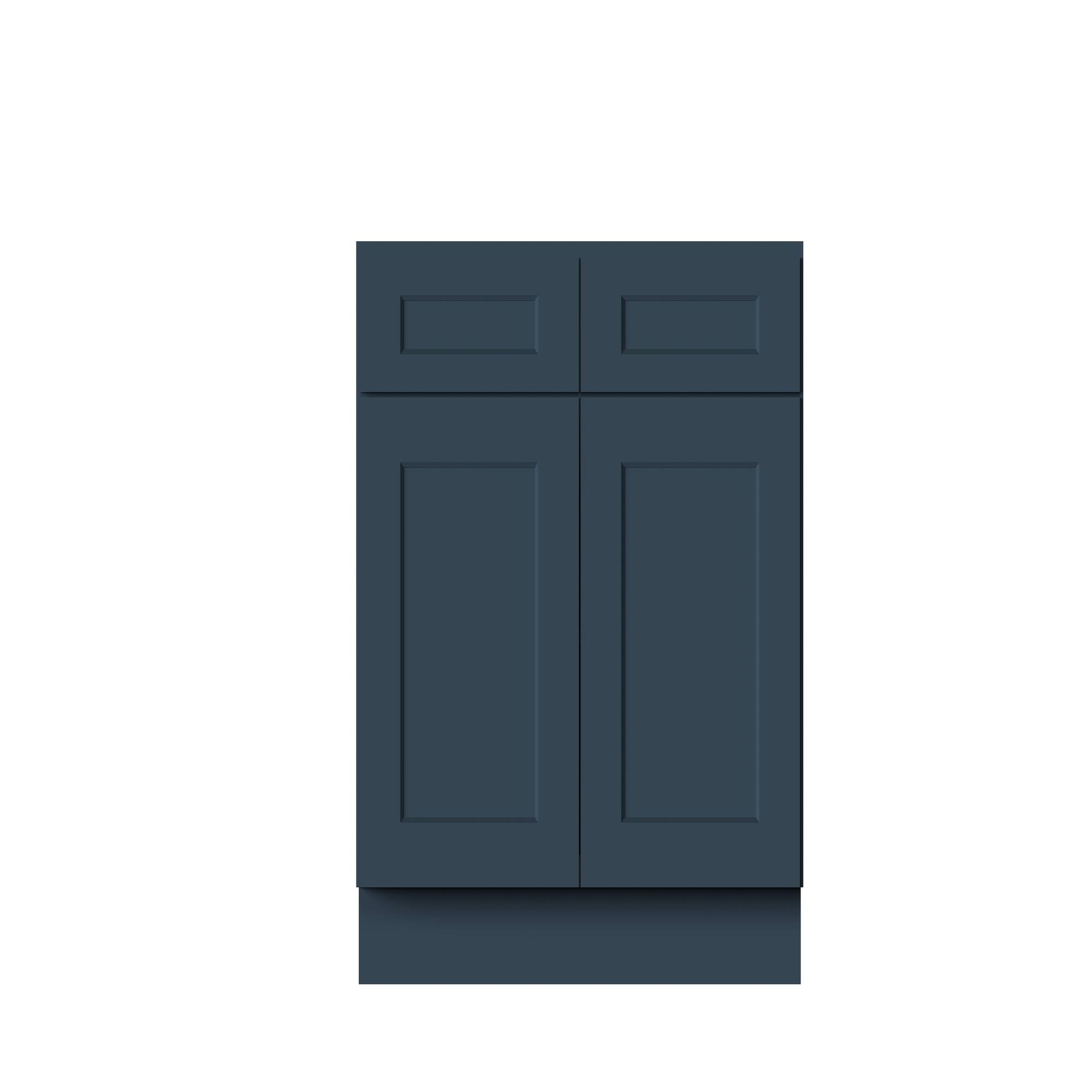 Alt View 1. Boyel Living - 33-in W x 34.5-in H x 24-in D Shaker RTA Kitchen Base Cabinet with Soft-Close - Charcoal Blue.