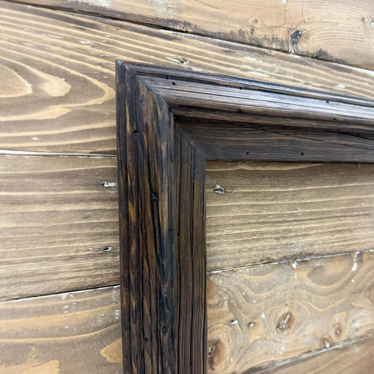 Alt View 1. LAREDO FRAME FACTORY - 32 inch Handmade Tv frame for Samsung The Frame tv and Frame Pro Model - RUSTIC DARK WOOD.