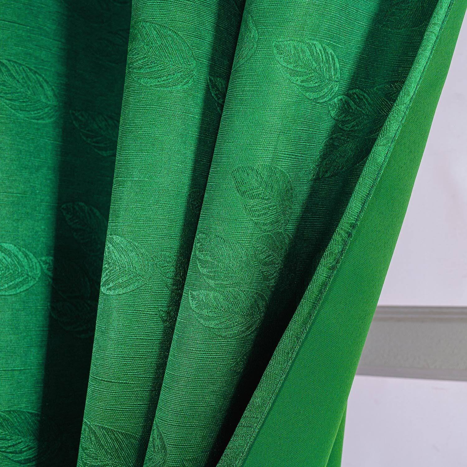 Back. Olivia Gray - Olivia Gray 100% Polyester 200 GSM Arlo Embossed Blackout Grommet Curtain Panel 54" x 84" Hunter Green - Hunter.