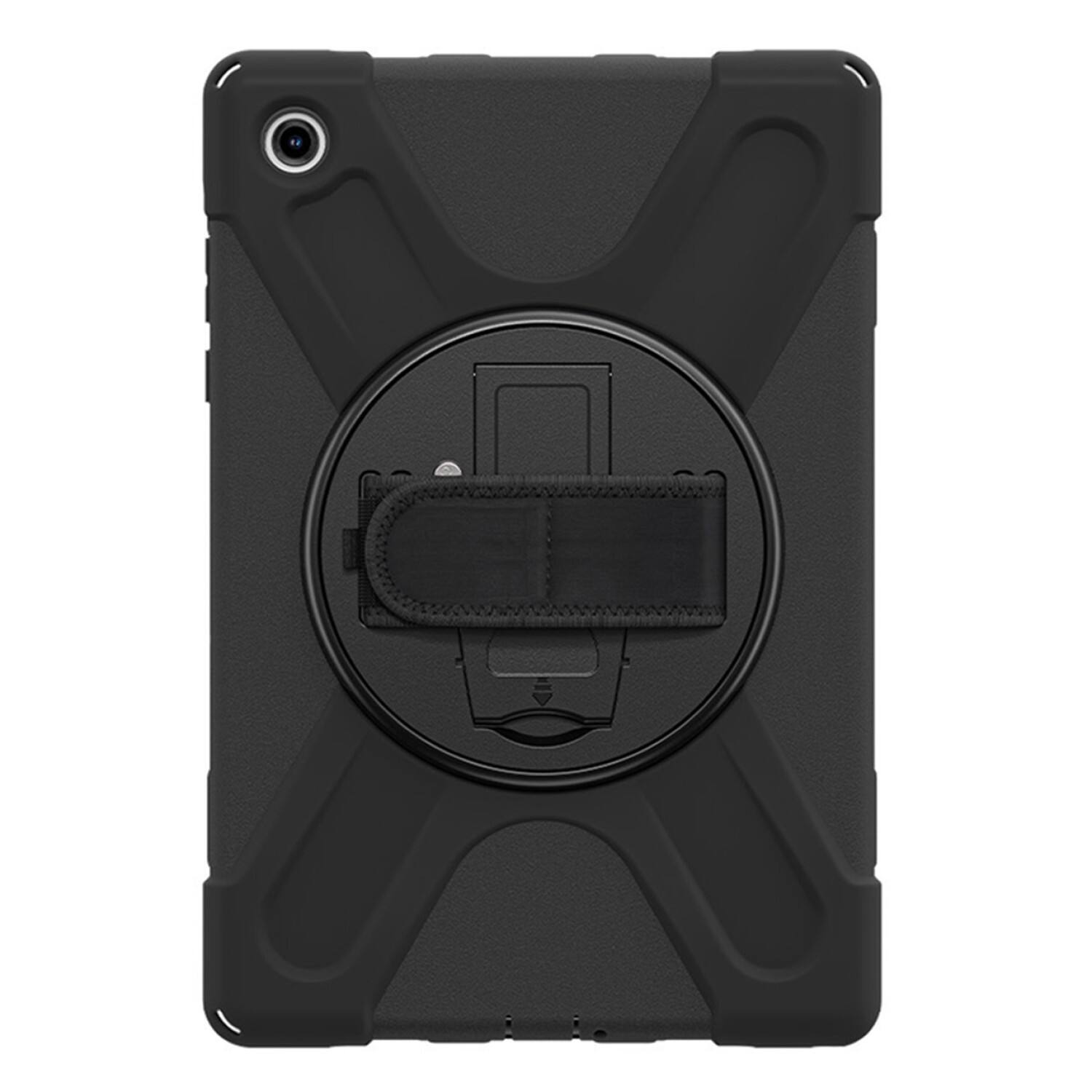 Angle. SaharaCase - Samsung Galaxy Tab A11+ Case | Heavy Duty Design | Hand Strap & Shoulder Strap | Raider-X Series - Black.
