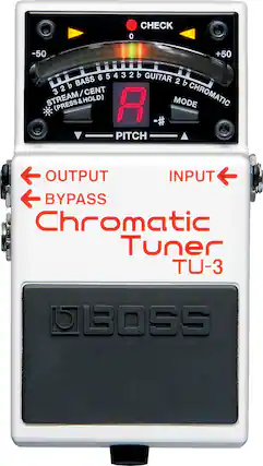 CHECK 0 -50 +50
6 5 4 3 2 b GUITAR b BASS 2 b 3 2
CENT / CHROMATIC STREAM (PRESS&HOLD)
(PRESS 8 MODE -# PITCH OUTPUT INPUT BYPASS
Chromatic Tuner TU-3
GBO55