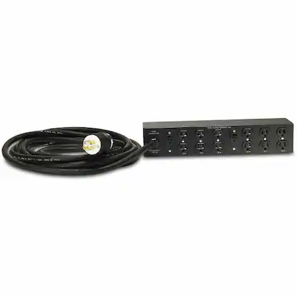 Front. APC - APC NetShelter Basic Rack PDU Extender, 2U, 30A, 120V, 12 NEMA 5-20 outlet - Basic - NEMA L14-30P - 12 x NEMA 5-20R - Black Powder Coat.