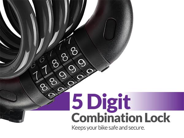 7 7 7 8 6 8 6 8 9 7 9 0 7 9 0 8 0 8 9 9 5

5 Digit Combination Lock
Keeps your bike safe and secure.