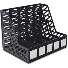 Advantus - 5 compartment Magazine/Literature File 5 Compartment Desktop Durable Lightweight Labeling Area Plastic - Black