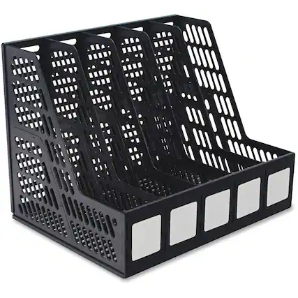 Front. Advantus - Advantus 5 compartment Magazine/Literature File 5 Compartment Desktop Durable Lightweight Labeling Area Black Plastic - Black.
