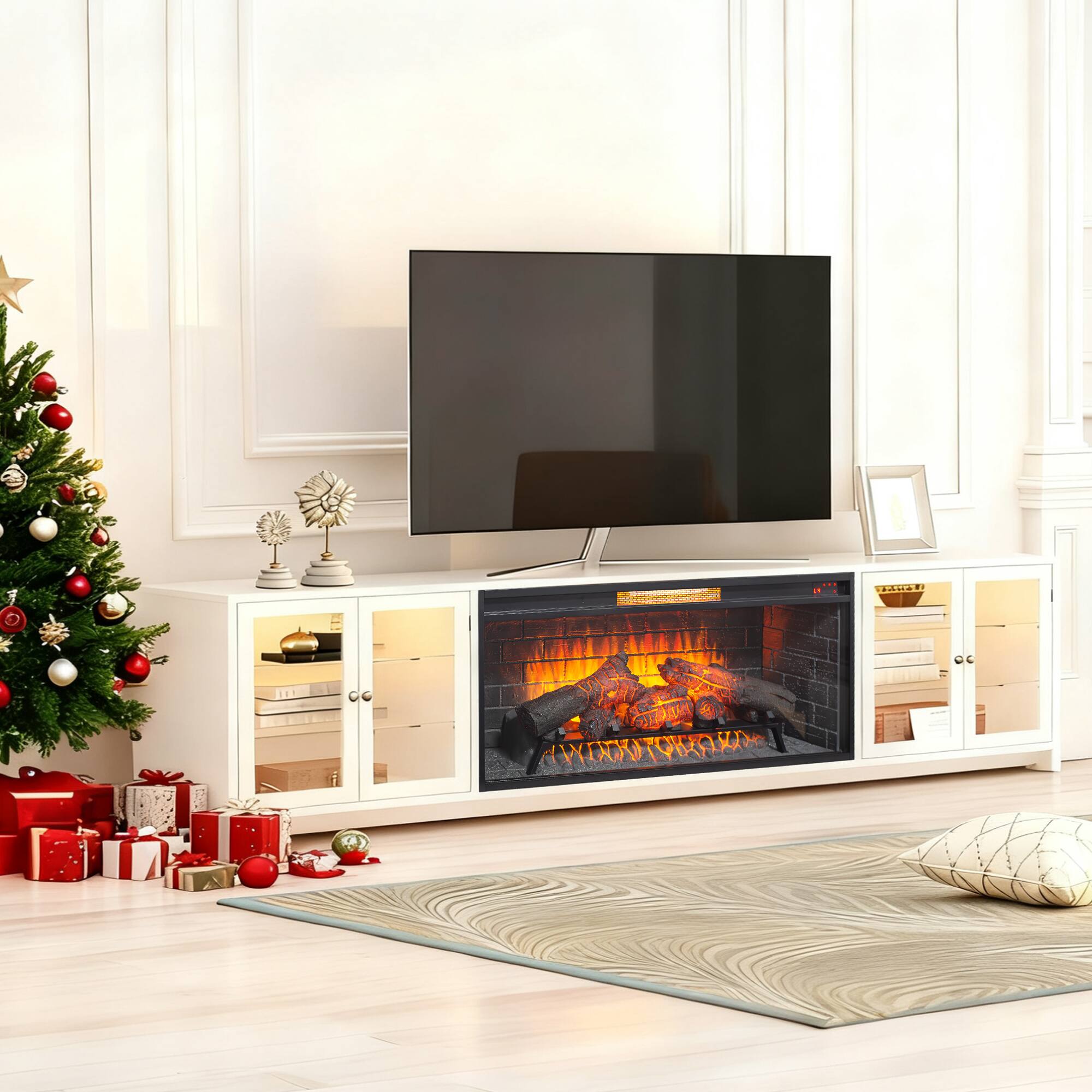 Back. Mondawe - 42" Infrared Electric Fireplace Insert w/ Removable Trim, Touch Panel, Built-in Speaker, CSA/UL Certified - Black.