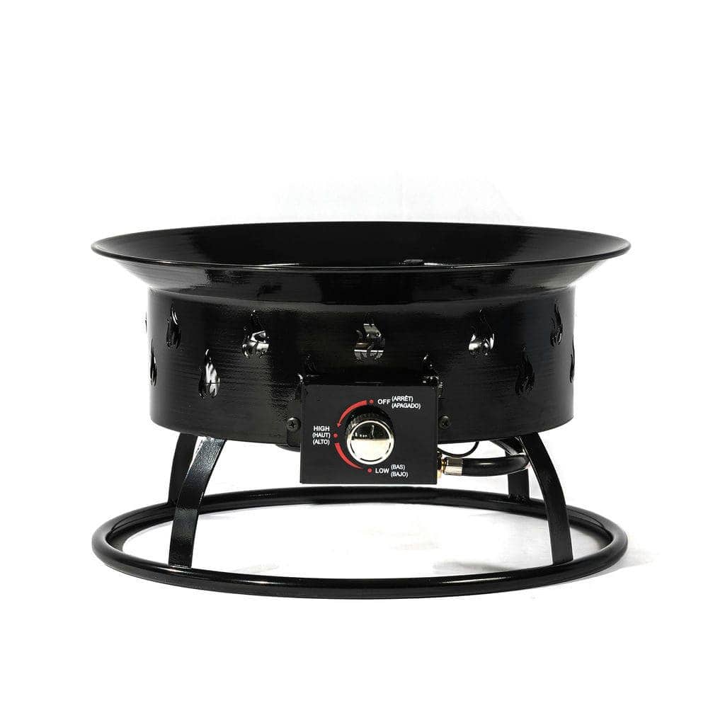 Resenkos - 50000 BTU 19" Round Steel Propane Gas Fire Pit - Black, for Outdoor Patio Deck Garden Backyard