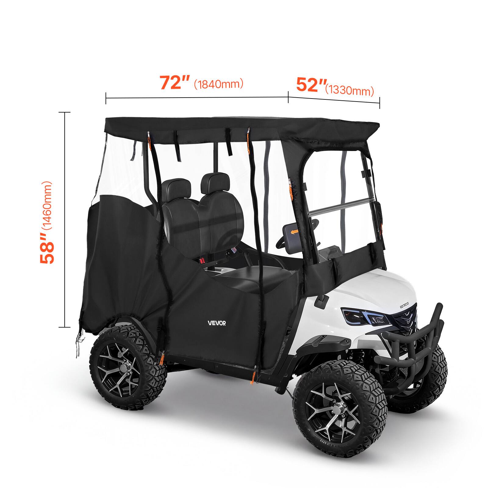 72" (1840mm) 52" (1330mm) 58" (1460mm) VEVOR