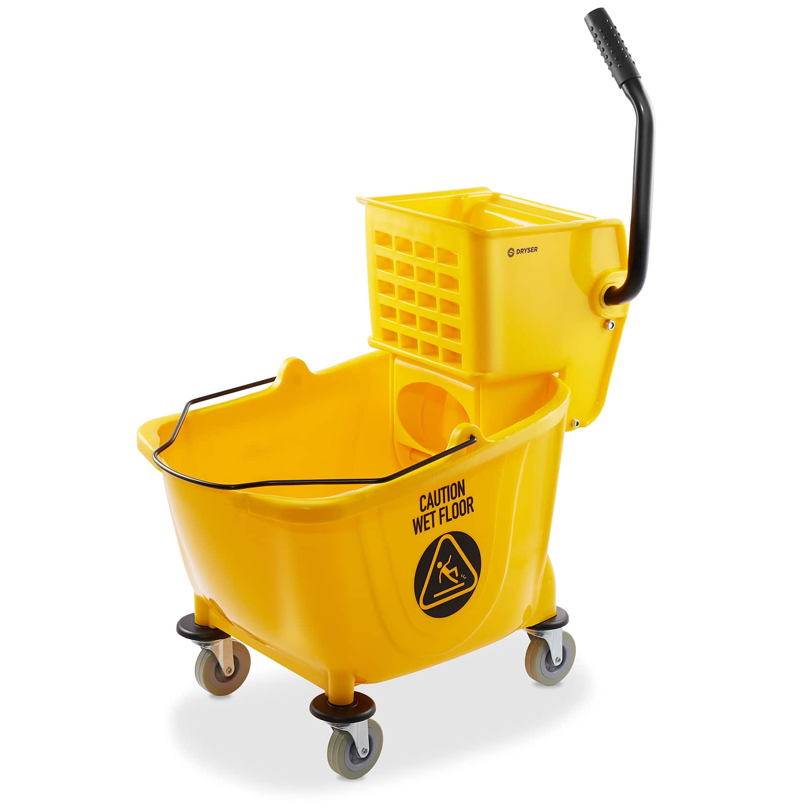 Dryser - Commercial Mop Bucket with Side Press Wringer - 33 Quart - Yellow