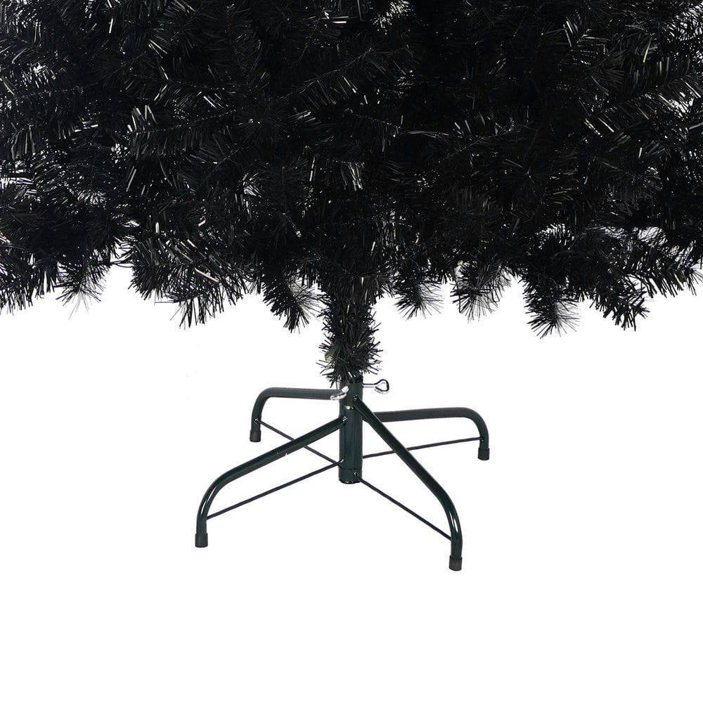 Left. Resenkos - 6ft Pre-Lit Artificial Christmas Tree, Features a Unique Curved Shape and 900 Lush Branch Tips, Black - Black.