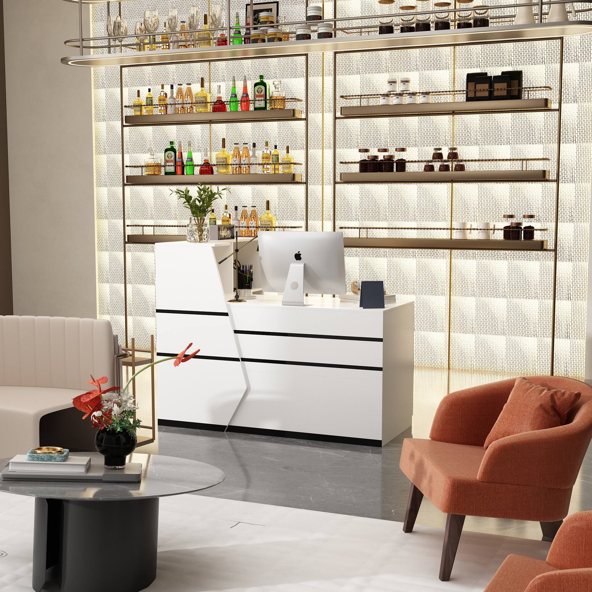 Alt View 5. FUFU & GAGA - FUFU&GAGA Reception Desk – Modern Office Welcome & Service Station - White.