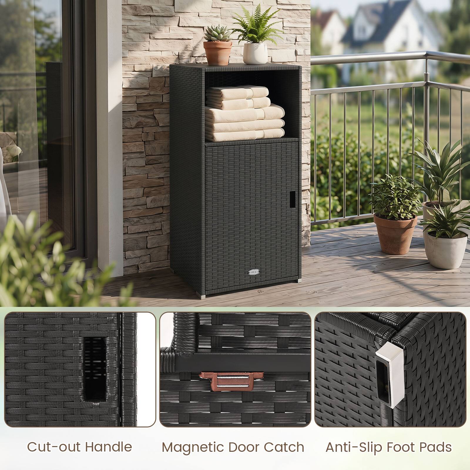 Cut-out Handle Magnetic Door Catch Anti-Slip Foot Pads