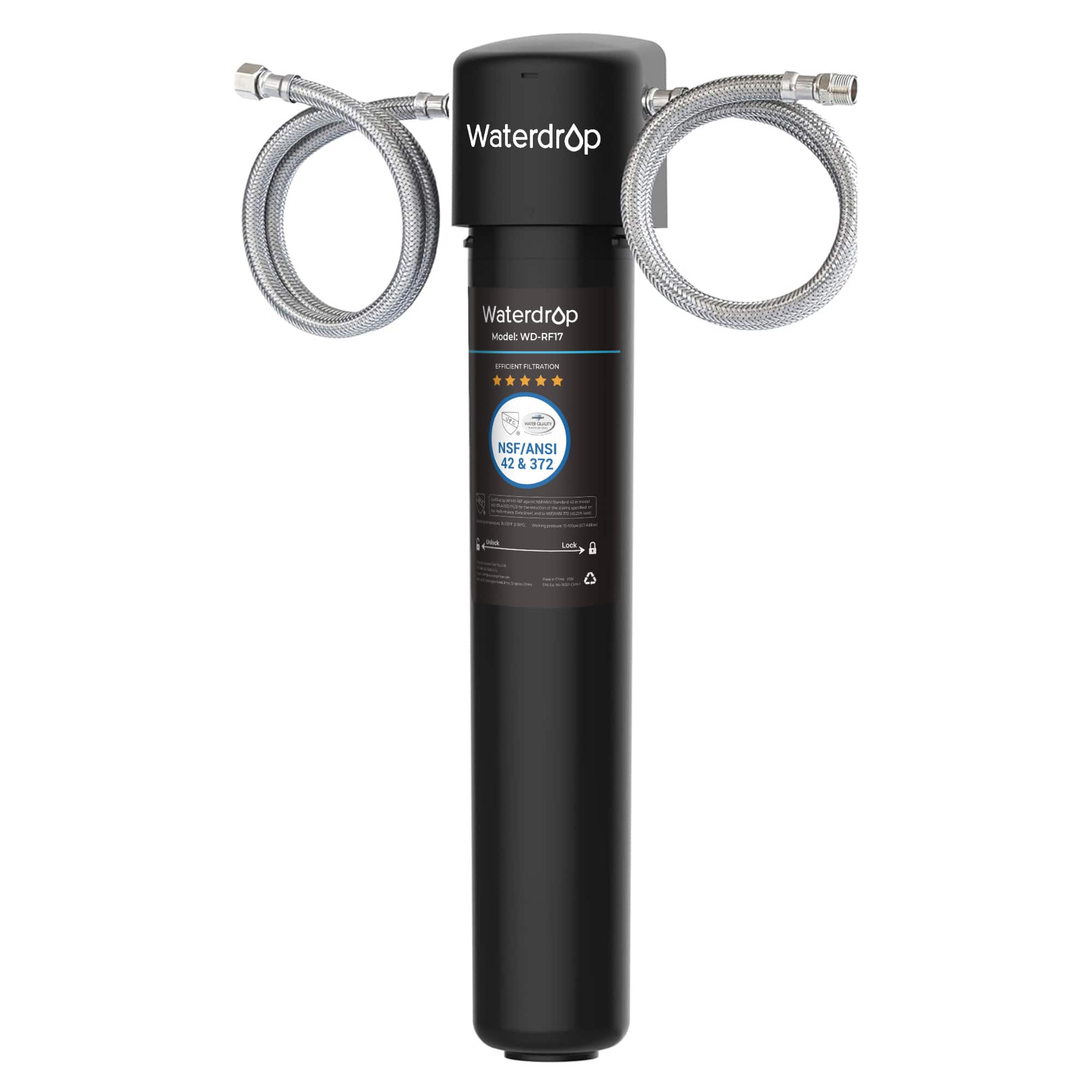 Waterdrop - 17UA 3 Years Under Sink Water Filter, Under Sink Water Filtration System - Black