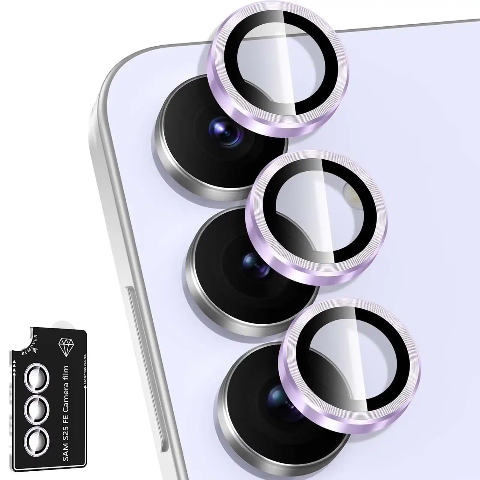 Dteck - For Samsung Galaxy S25 FE Camera Lens Protectors Cover, Individual Lens Protectors,9H+ Anti-Scratch Tempered Glass Cover - Purple