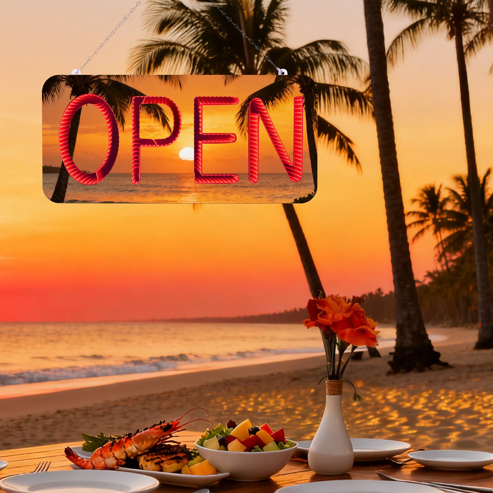 Alt View 7. Fitnate - Double-Sided 3D Mirror LED Light Open & Closed Neon Signs - Blue Red.