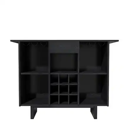 Front. Boyel Living - Modern Wine Cabinet Coffee Bar Cabinet with Wine Rack and Drawers - Black.