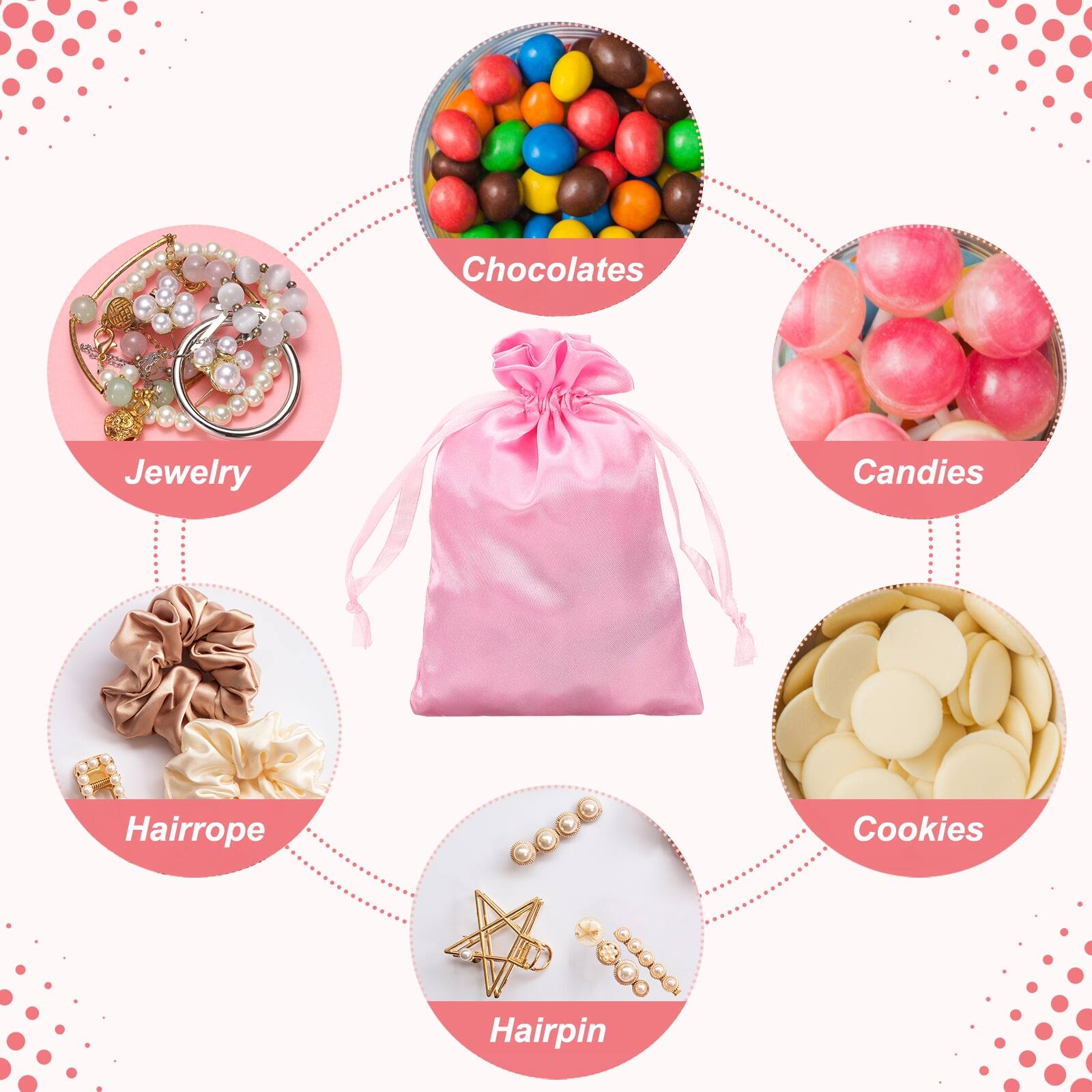Chocolates, Jewelry, Candies, Hairrope, Cookies, Hairpin