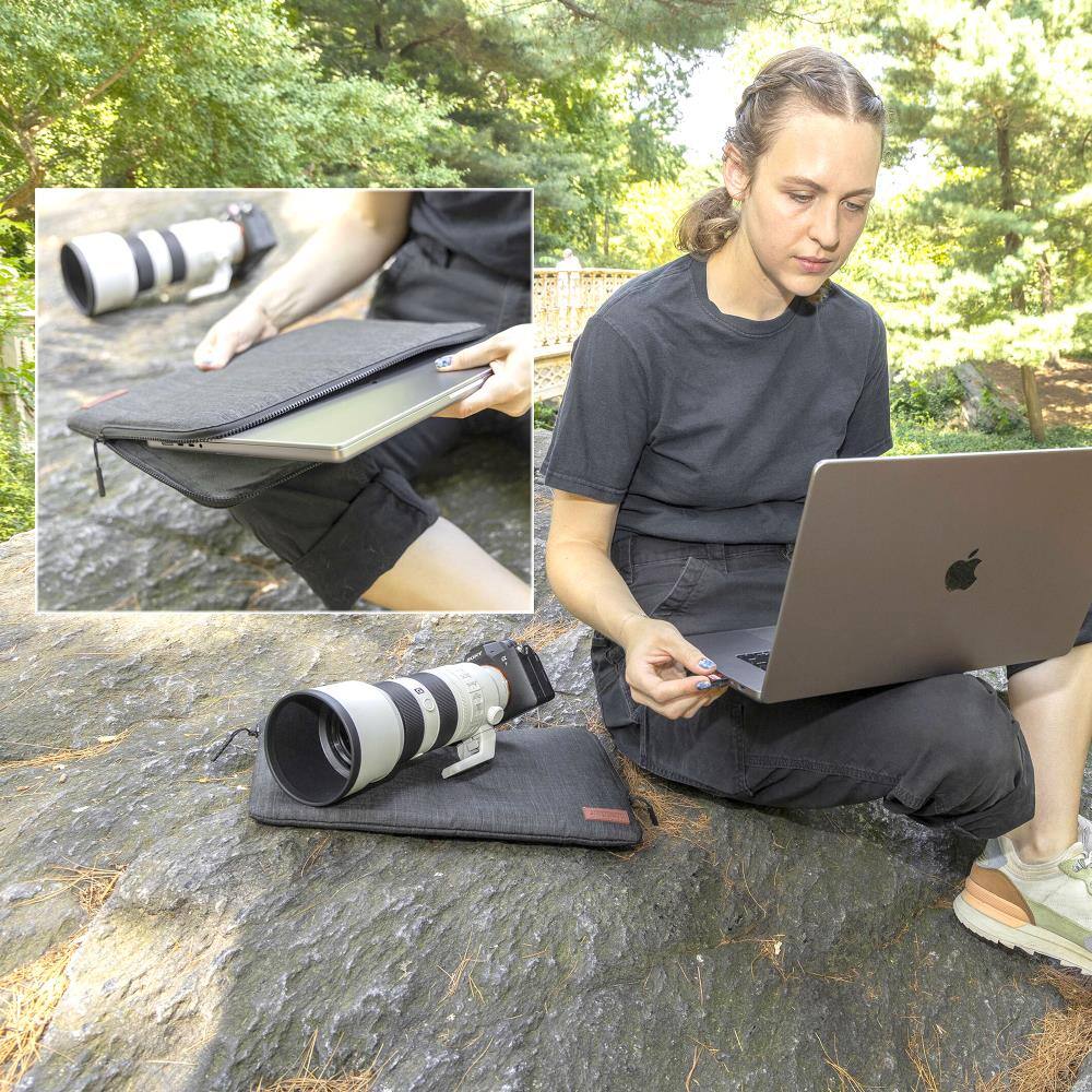 Alt View 7. Ruggard - 16" MacBook Pro Laptop Sleeve, Fits Most 16" Laptops, Padded Interior, Water-Resistant Nylon, Easy-Grip Zipper Pulls - Grey.