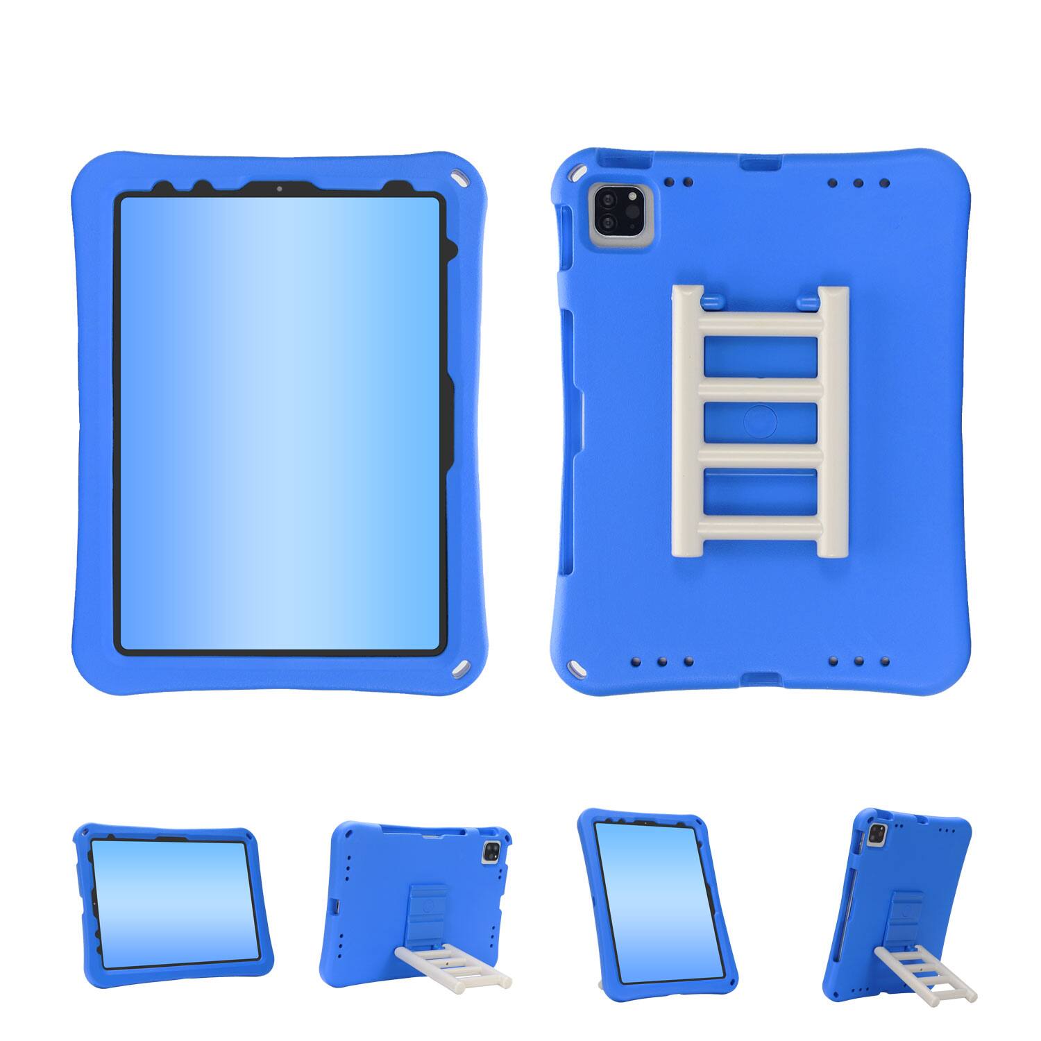 Angle. Dteck - for Apple iPad Air (M4) 11" 2026/(M3) 2025/(M2) 2024 Rugged Case,Shockproof Heavy Duty EVA Cover with Rotating Stand - Blue.