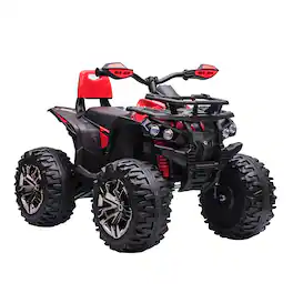 Ecooso - 12V Kids Electric ATV Ride-On with Music, LED Lights, and Rechargeable Battery for Ages 3–6 - Red
