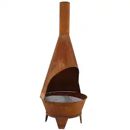 Sunnydaze - 6 ft Steel Wood Burning Outdoor Chiminea Fire Pit with Grill Grate - Bronze