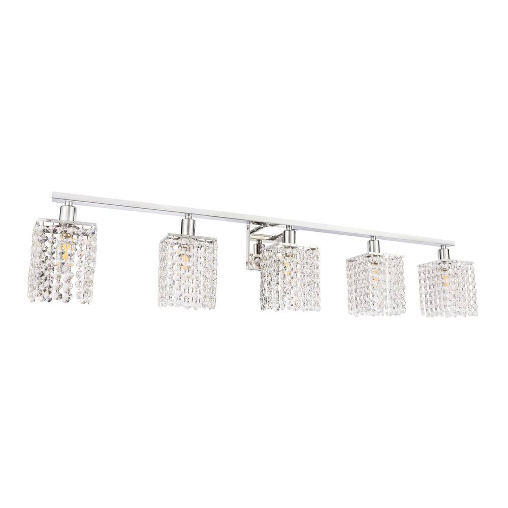Alt View 5. Living District - Phineas 5 light Chrome and Clear Crystals wall sconce - Chrome And Clear Crystals.