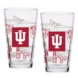 Indigo Falls - Indiana Hoosiers Two-Pack 16oz. Campus Line Art Pint Glass Set - Multicolor
