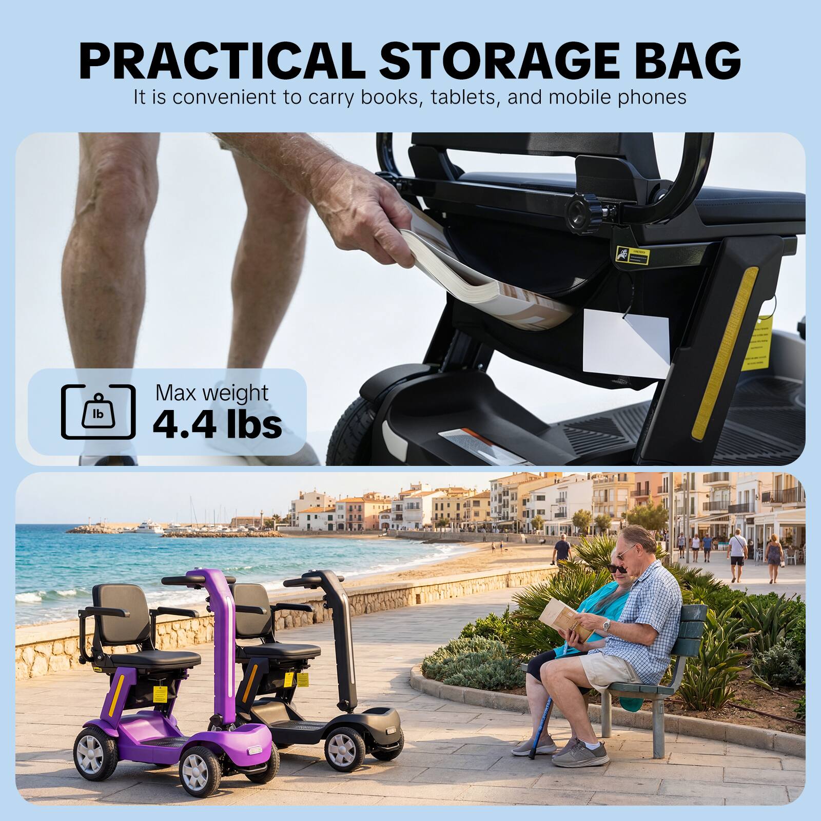 PRACTICAL STORAGE BAG

It is convenient to carry books, tablets, and mobile phones

Max weight 4.4 lbs