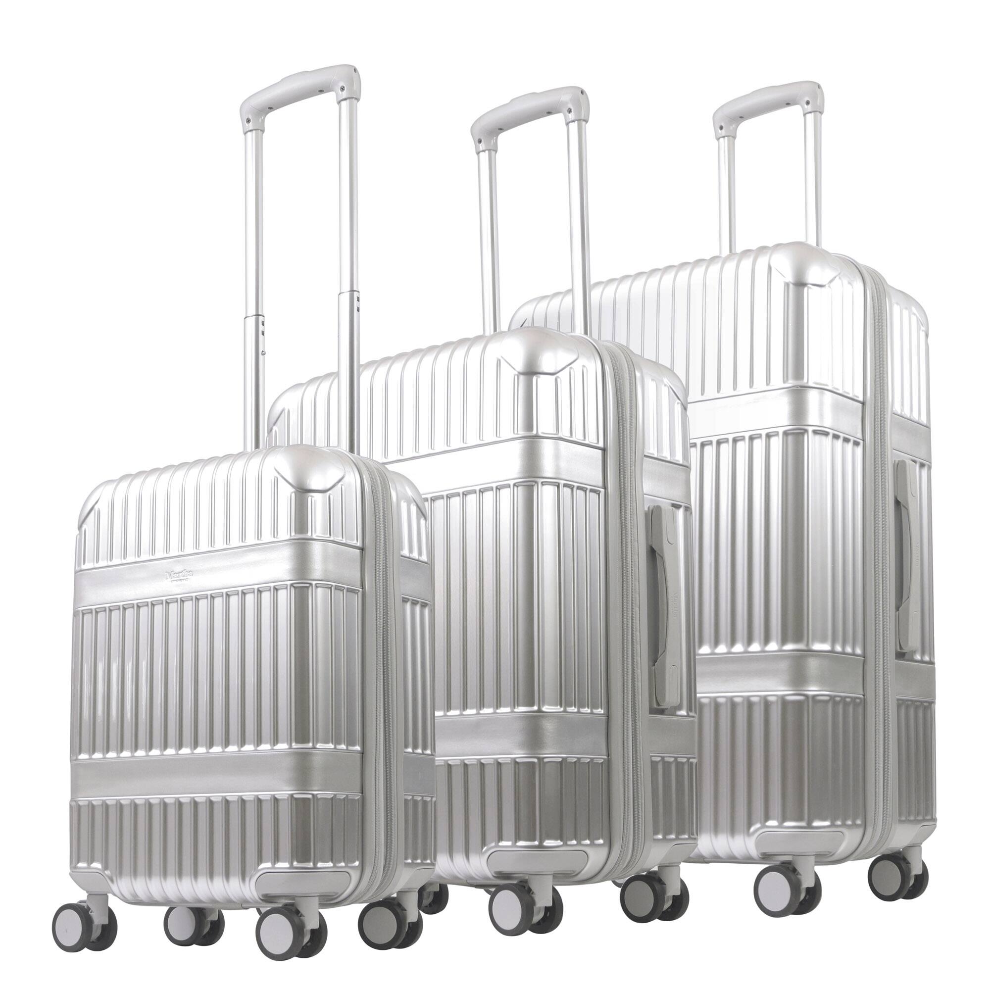 Angle. Martha Stewart - The Bedford 3-Piece Hardcase Luggage Set - SILVER.