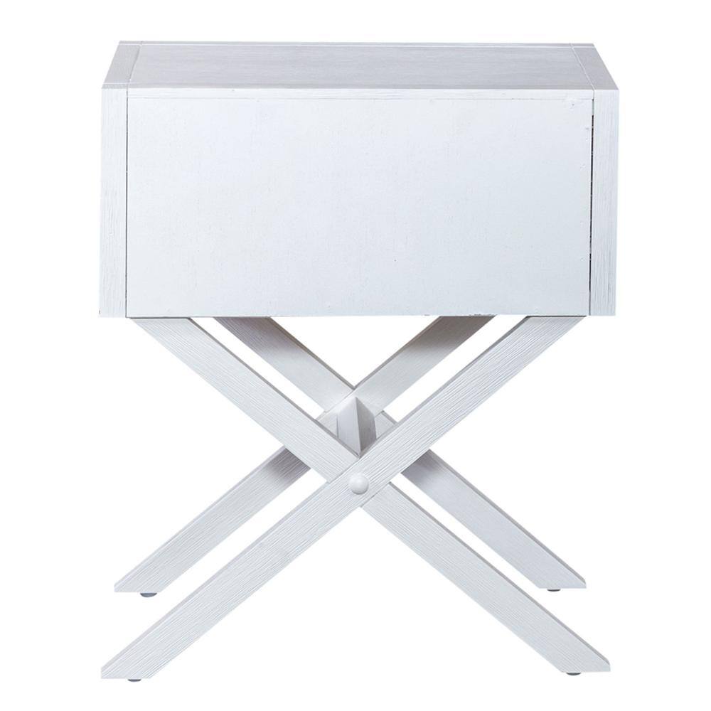 Angle. Liberty Furniture Industries - East End 1 Drawer Accent Table in Wirebrushed White - White.