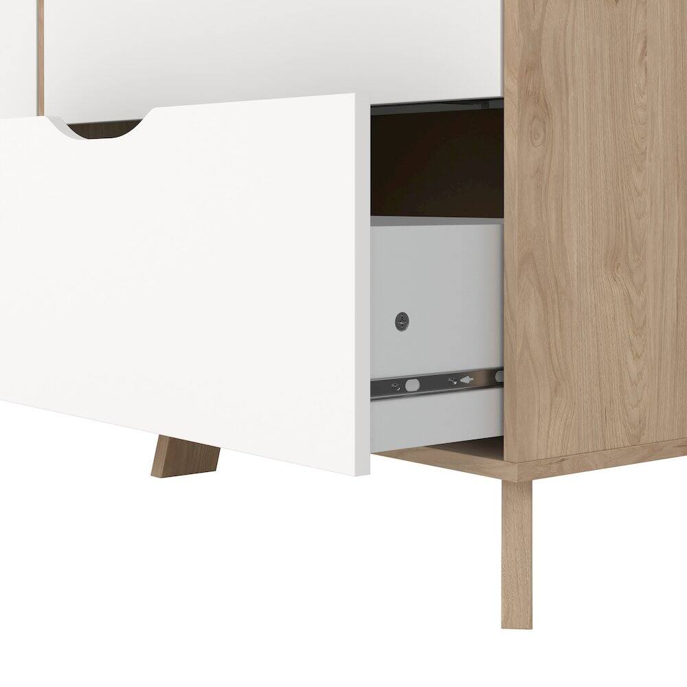 Left. Tvilum - Ikast 6 Drawer Double Dresser, Jackson Hickory/White - Brown.