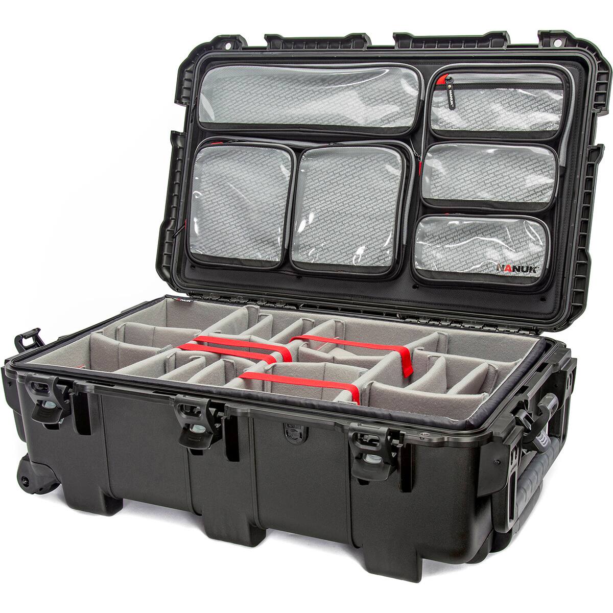 Front. NANUK - Nanuk 962 Wheeled Waterproof Hard Case with 6-Pocket Lid Organizer and Padded Divider, Black.