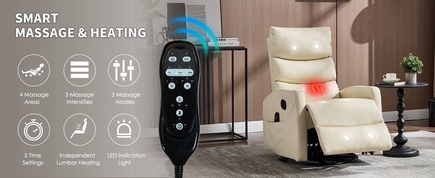 SMART MASSAGE & HEATING

- 4 Massage Areas
- 3 Massage Intensities
- 3 Massage Modes
- 3 Time Settings
- Independent Lumbar Heating
- LED Indication Light