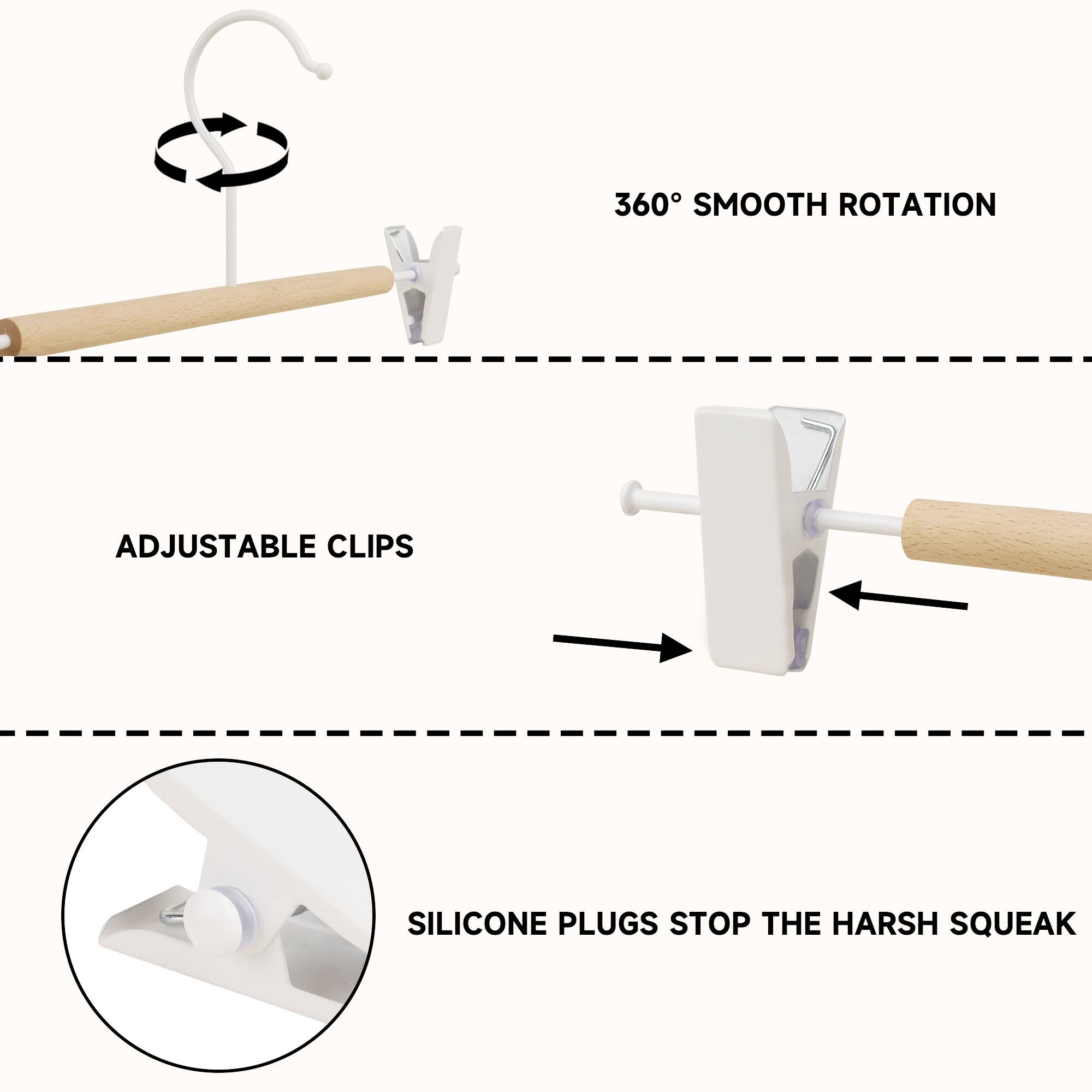 360° SMOOTH ROTATION

ADJUSTABLE CLIPS

SILICONE PLUGS STOP THE HARSH SQUEAK