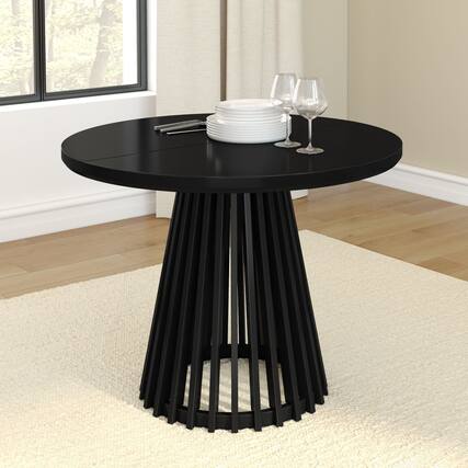 Front. Plank+Beam - Lido Round Dining Table (38in / 966mm)|| Black - Black.