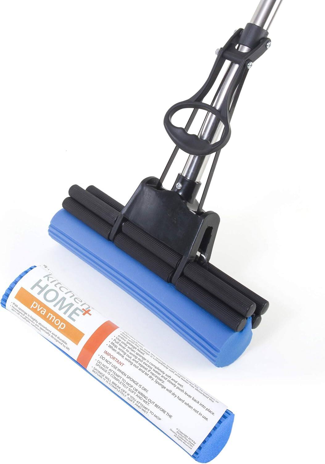 **Kitchen HOME+ PVA Mop**

- Highly absorbent and durable
- Designed for easy cleaning
- Soft and gentle on floors

**IMPORTANT:**
- DO NOT wring the sponge out completely
- When wringing, do it slowly and gently
- Do not use the mop when the sponge is completely dry
- Do not attempt to wring the sponge out if it is completely dry
- Do not use the mop when the sponge is completely dry
- Do not use the mop when the sponge is completely dry
- Do not use the mop when the sponge is completely dry
- Do not use the mop when the sponge is completely dry
- Do not use the mop when the sponge is completely dry
- Do not use the mop when the sponge is completely dry
- Do not use the mop when the sponge is completely dry
- Do not use the mop when the sponge is completely dry
- Do not use the mop when the sponge is completely dry
- Do not use the mop when the sponge is completely dry
- Do not use the mop when the sponge is completely dry
- Do not use the mop when the sponge is completely dry
- Do not use the mop when the sponge is completely dry
- Do not use