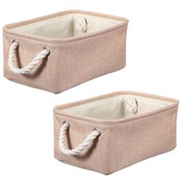 Unique Bargains - 2pcs Fabric Storage Bins, 12x8.3x5 Inch Foldable Cubes with Rope Handles for Home Office Shelves Closet - Pink