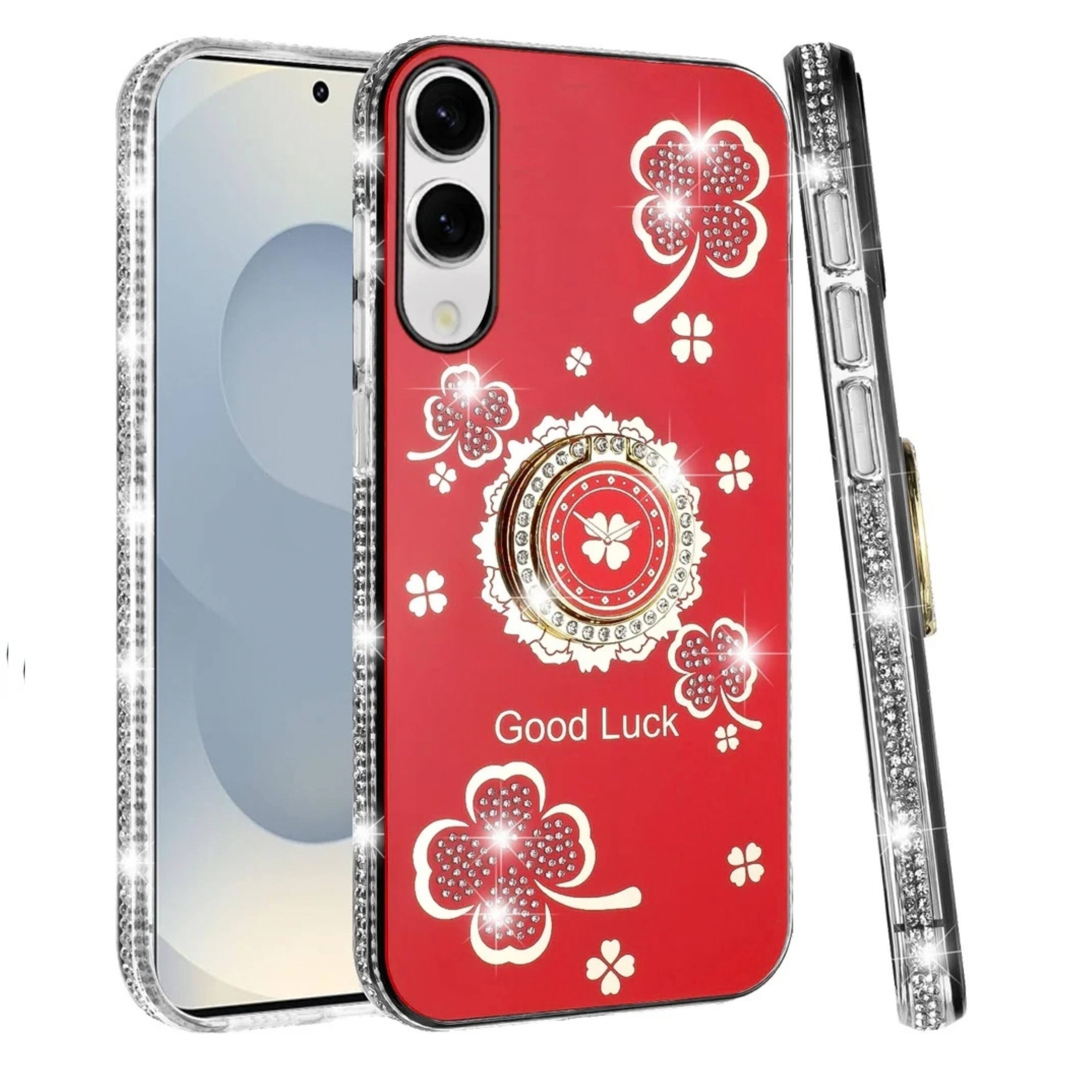 Kitcheniva Crystal Studded Bling Ring Stand Phone Case With Tempered ...