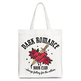OrnamentallyYou - Dark Romance Book Club Canvas Tote Bag, Vintage Gothic Romantasy Bookish Gift Shopper - White