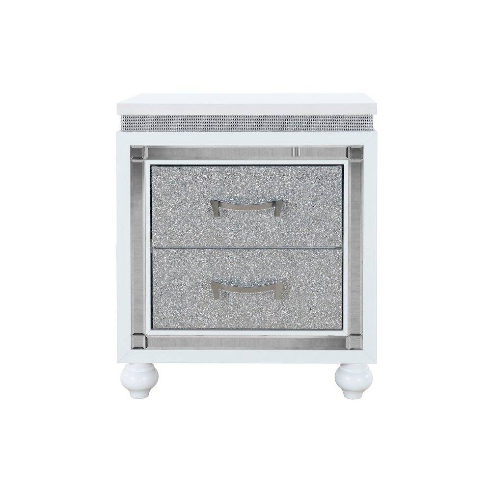 Front. Global Furniture USA - Contemporary Glam Collete White Nightstand, White - White.