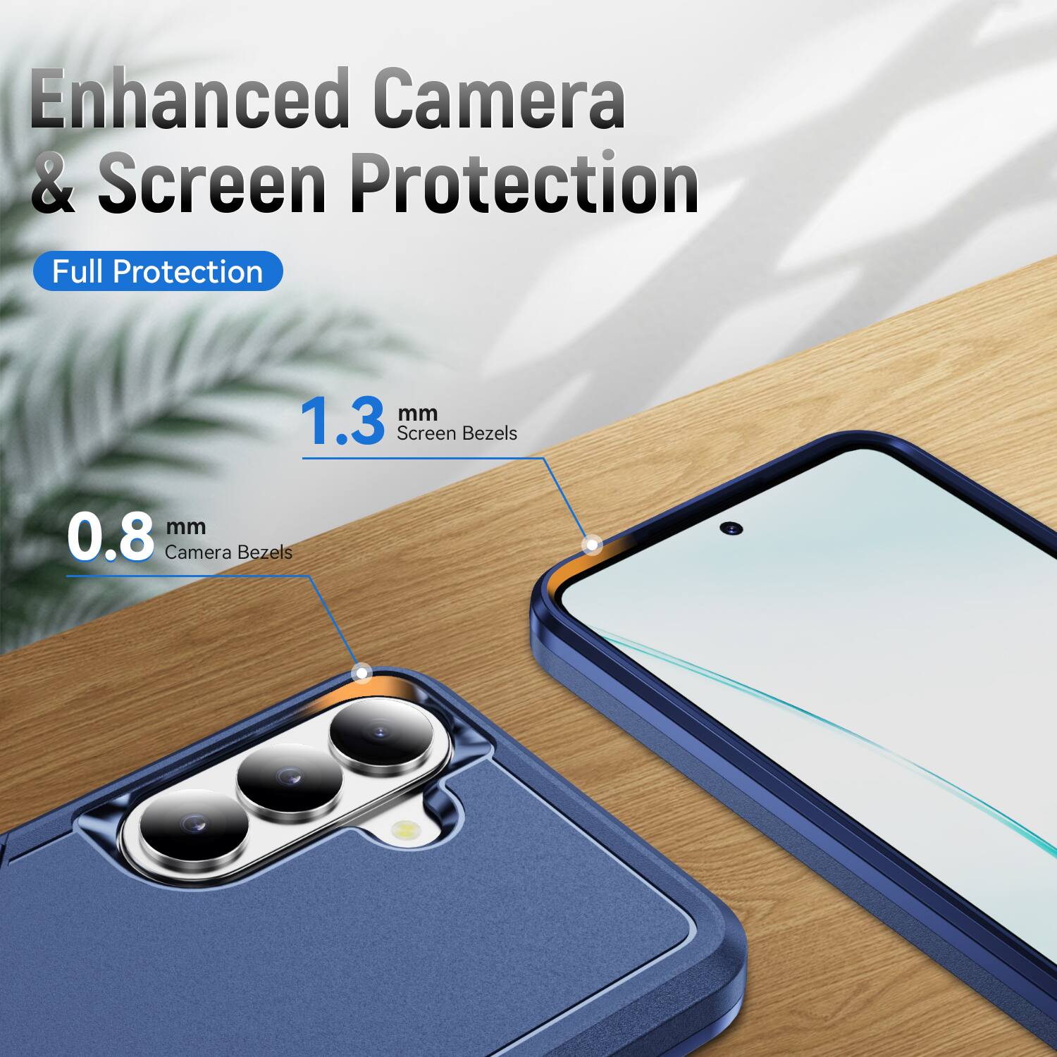Enhanced Camera & Screen Protection  
Full Protection  
1.3 mm Screen Bezels  
0.8 mm Camera Bezels
