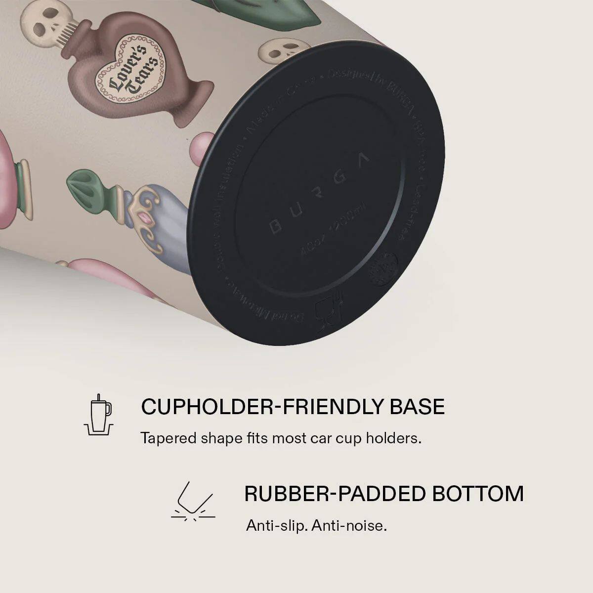Lover's CA A Designety voy0a Made Vasi alation e1S Goe ins BURGA U 1200ml Lead-free 400z p CUPHOLDER-FRIENDLY BASE Tapered shape fits most car cup holders. RUBBER-PADDED BOTTOM Anti-slip. Anti-noise.