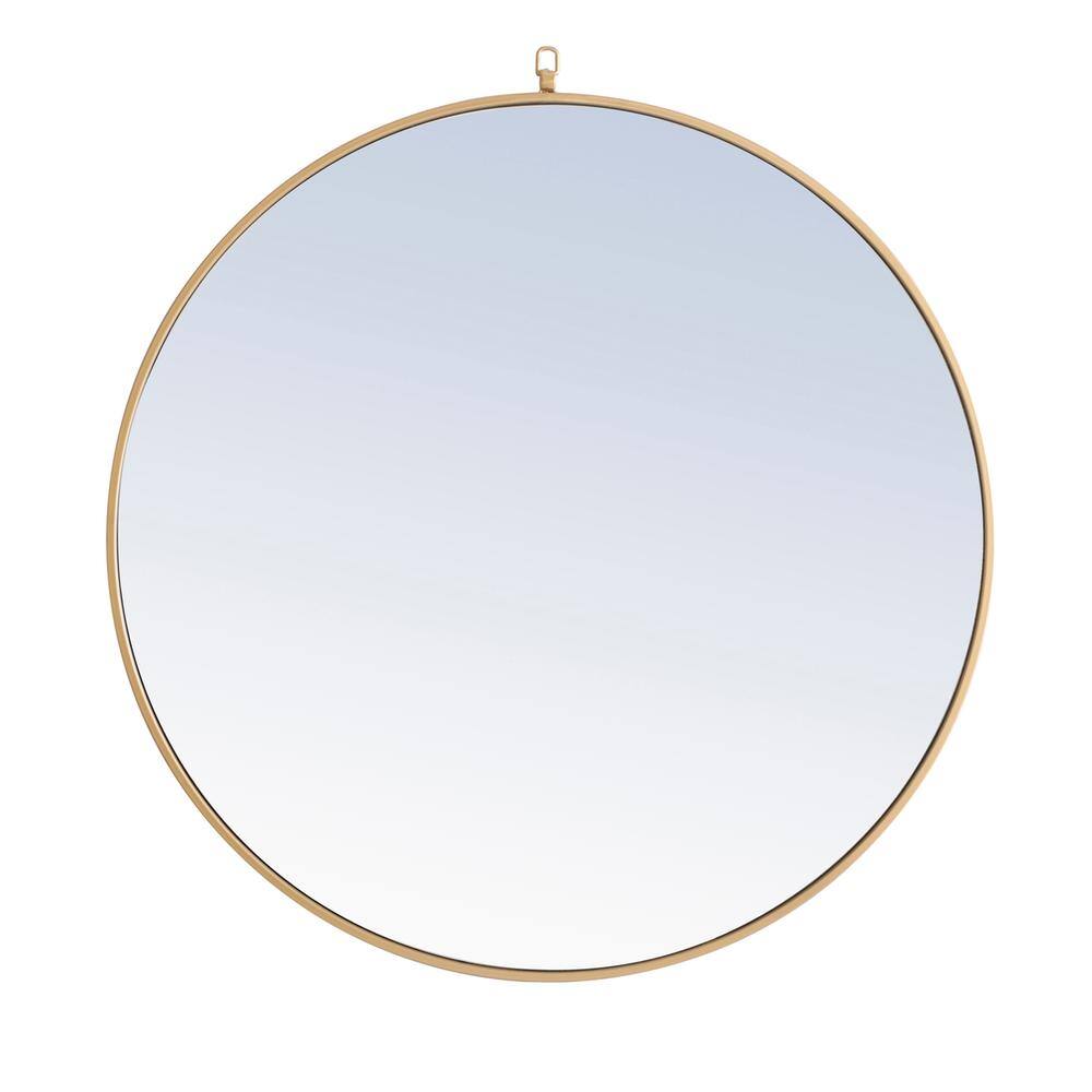 Alt View 4. Elegant Decor - Metal frame Round Mirror with decorative hook 36 inch Brass finish - Brass.