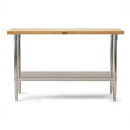 John Boos - Wood Top Work Table with Adjustable Lower Shelf, 60 x 30 x 1.5" - Maple